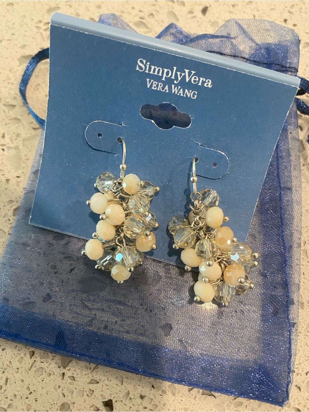 Simply Vera Vera Wang Cream and Clear Cluster Dangle Earrings